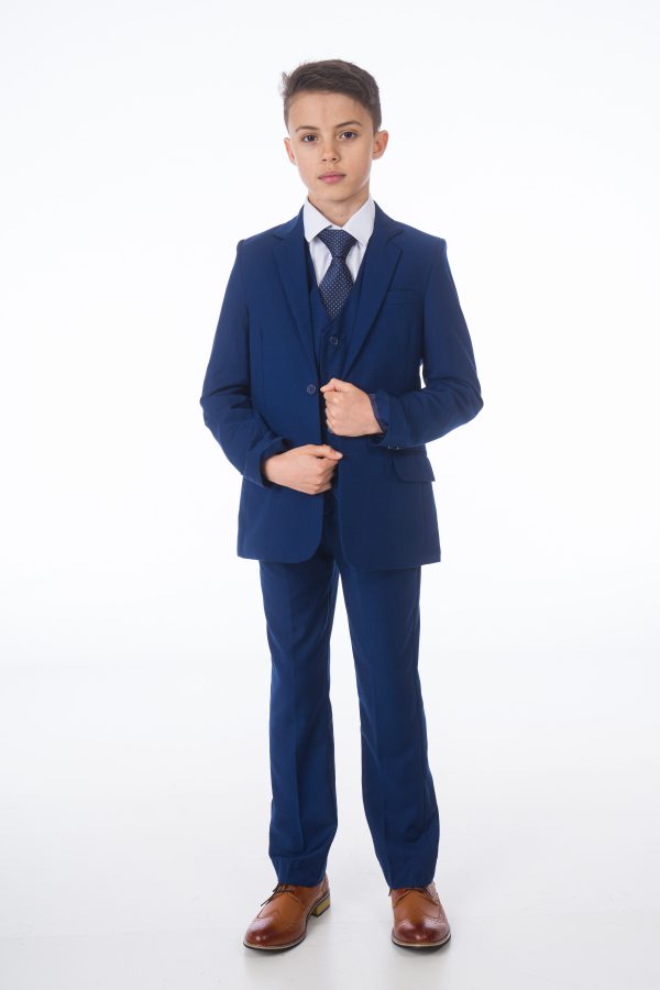 Vivaki Boys Blue Suits Electric Blue Suit Navy Formal Wedding Pageboy Party Prom 5pc Suit