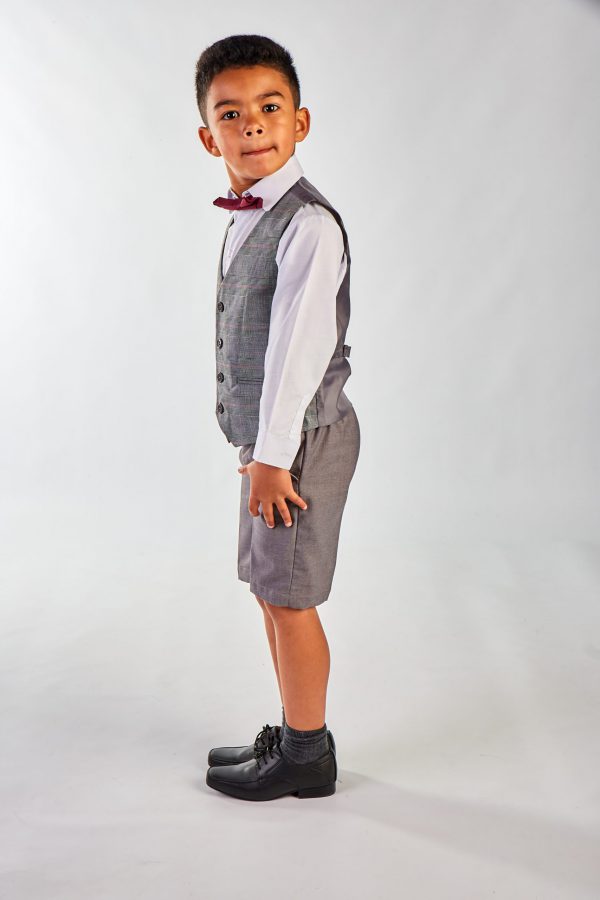 Boys grey shorts 2025 and waistcoat