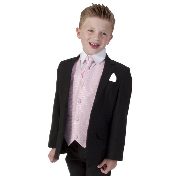 Boys 5 Piece Black Suit with Pink Diamond – Suits n Dresses