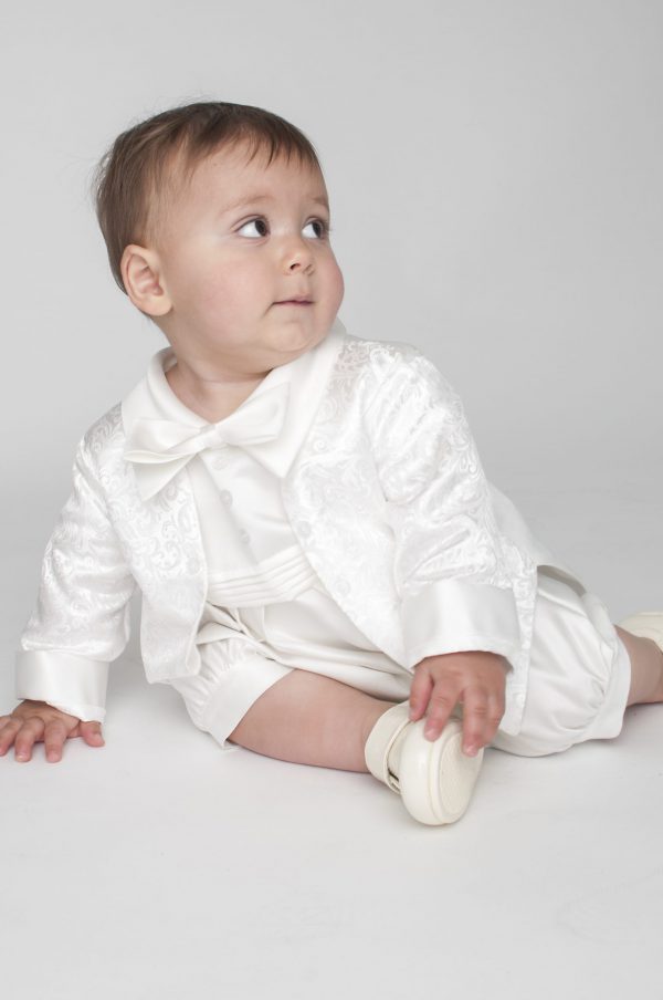 Christening Suit Ivory Paisley Baby Boys 4 Piece Christening Outfit