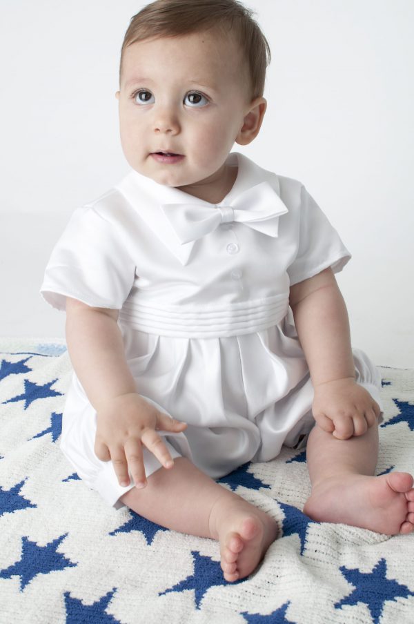 Baby boy 2024 white christening romper