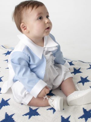 Baby Boys Christening Outfit Christening Suit Christening Romper Paisley White 