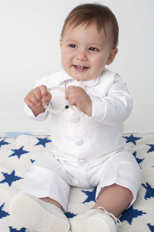 White store christening suit