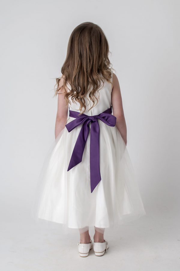 Flower girl dress with purple sash sale