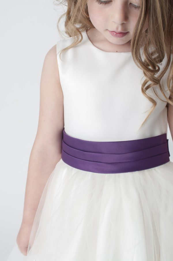 Girls Ivory Purple Sash Dress – Suits n 