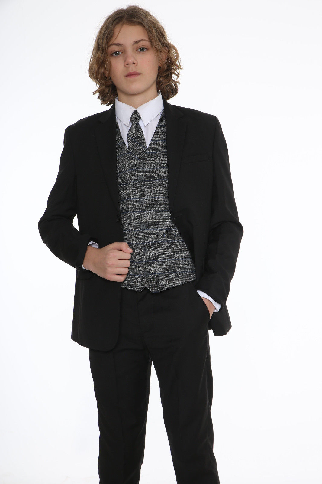 Geoffrey Beane Boys 5 Piece Vested Suit - Black main image 1