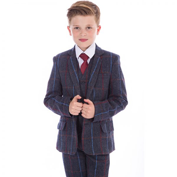 Boys navy hot sale tweed suit