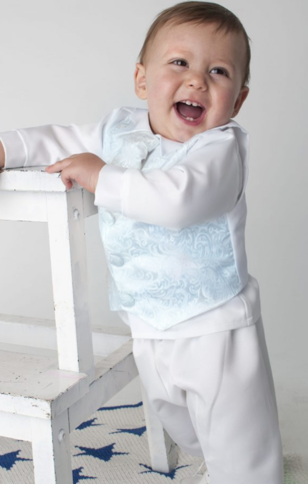 Baby Boys Christening Suit in Blue Paisley Suits n Dresses